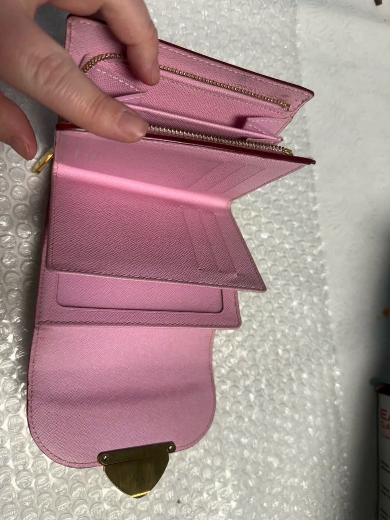 Louis Vuitton Pink Trifold Wallet With Gold-Tone Clasp